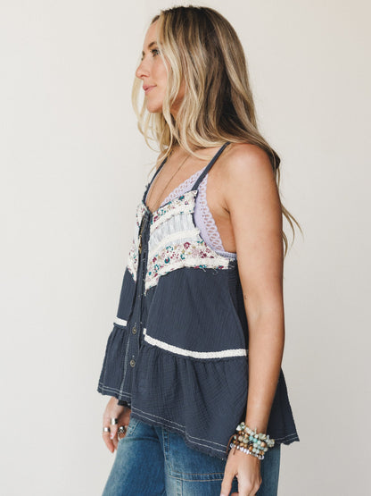 Boho Dreaming Top - Navy Charcoal