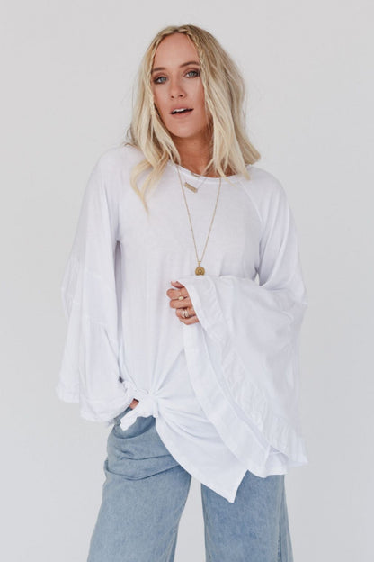 Bell Sleeve Baseball Tee - White