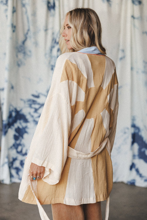 Boho Sunrise Kimono Wrap - Cream