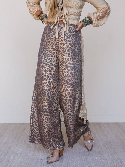 Darling Drift Animal Print Pants - Gold