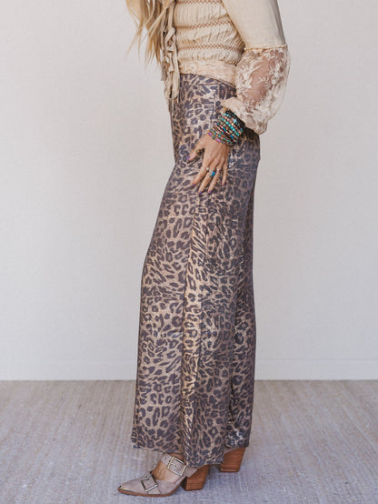Darling Drift Animal Print Pants - Gold