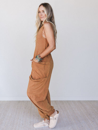 Crochet Washed 2 Piece Bundle - Camel