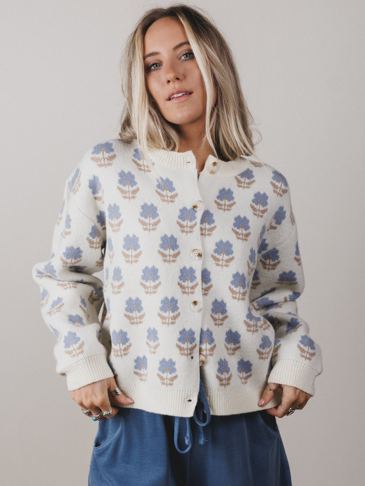 Elodie Floral Cardigan - Cream