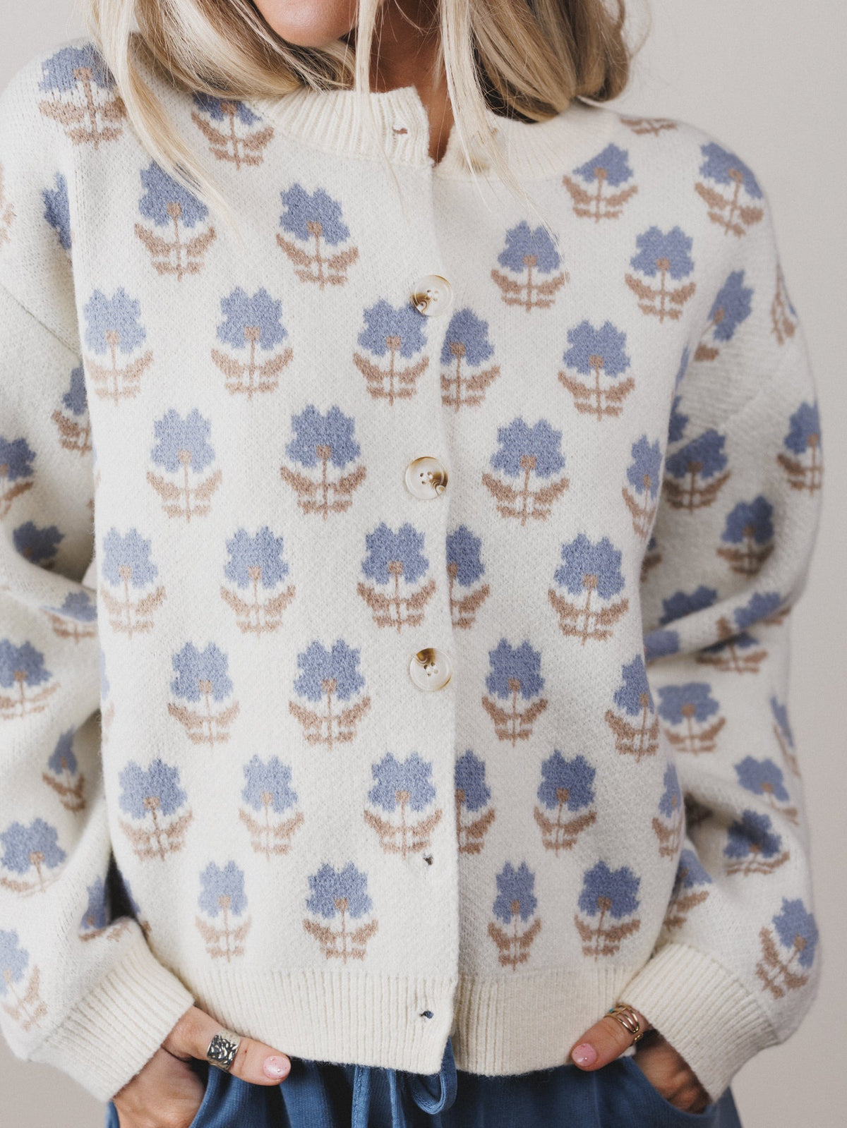 Elodie Floral Cardigan - Cream