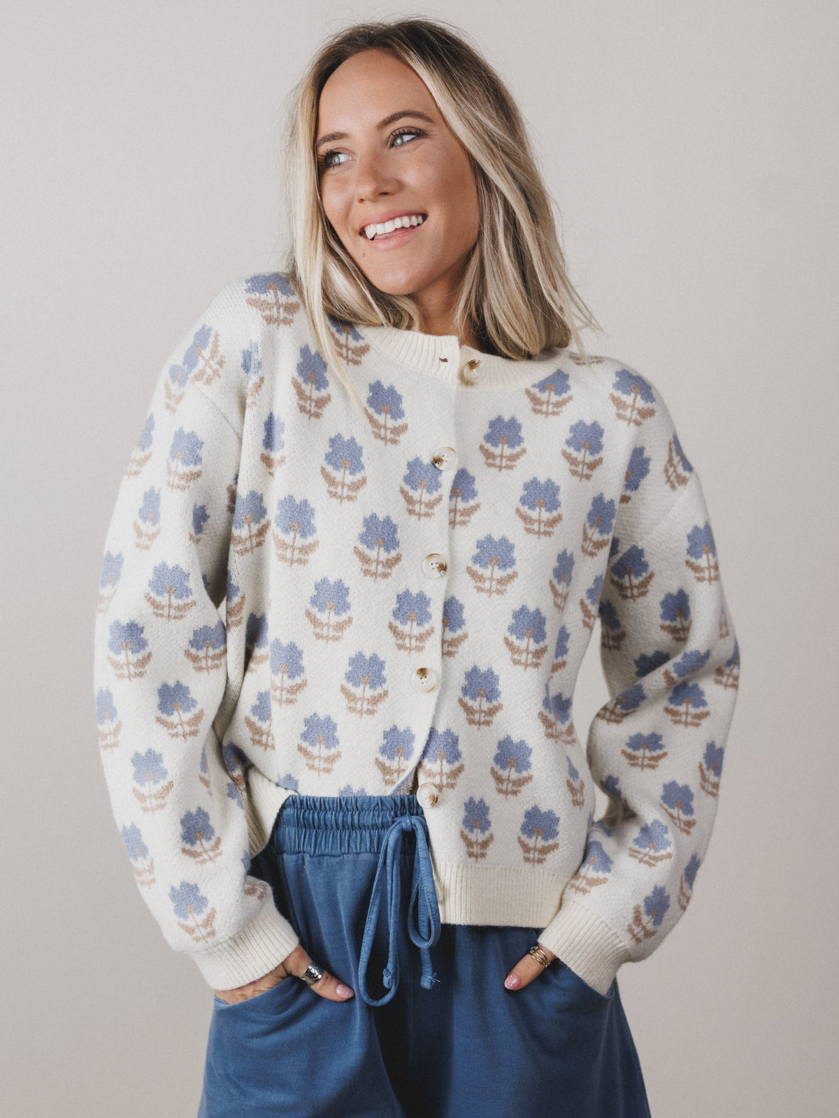Elodie Floral Cardigan - Cream