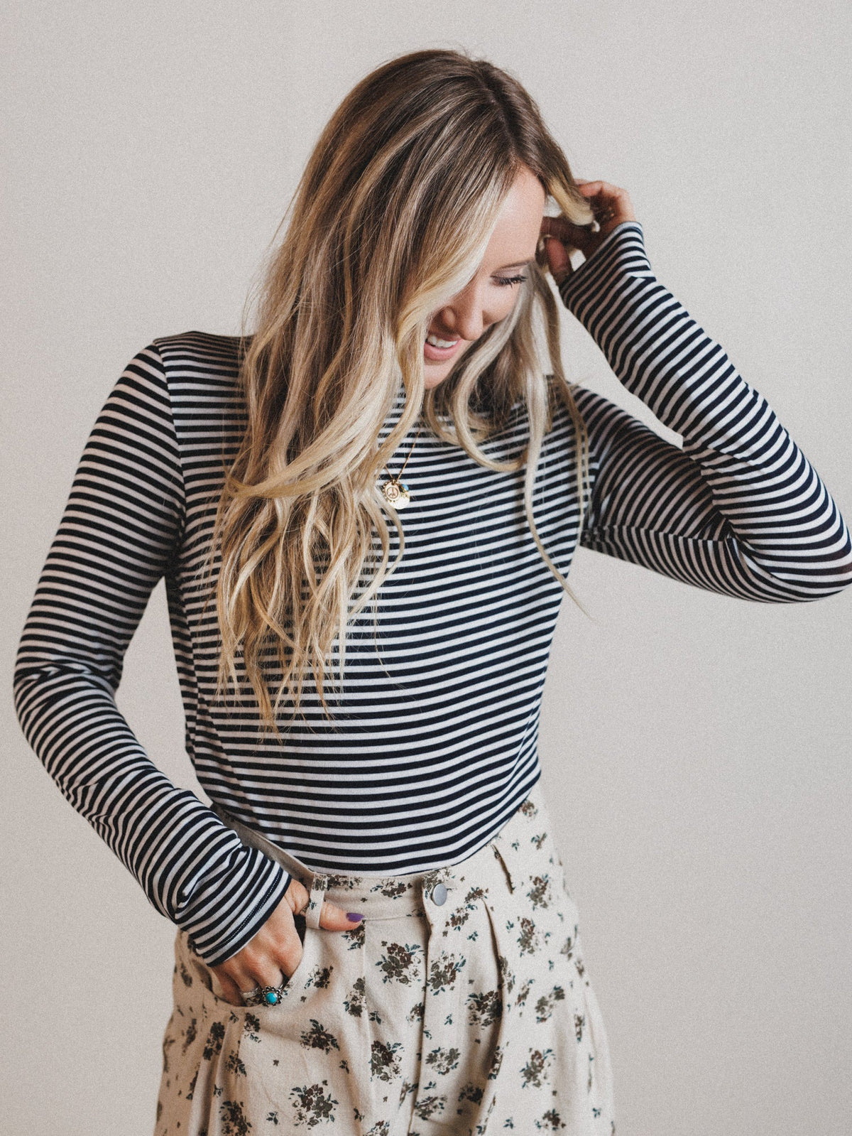 Dream Again Striped Top - Navy