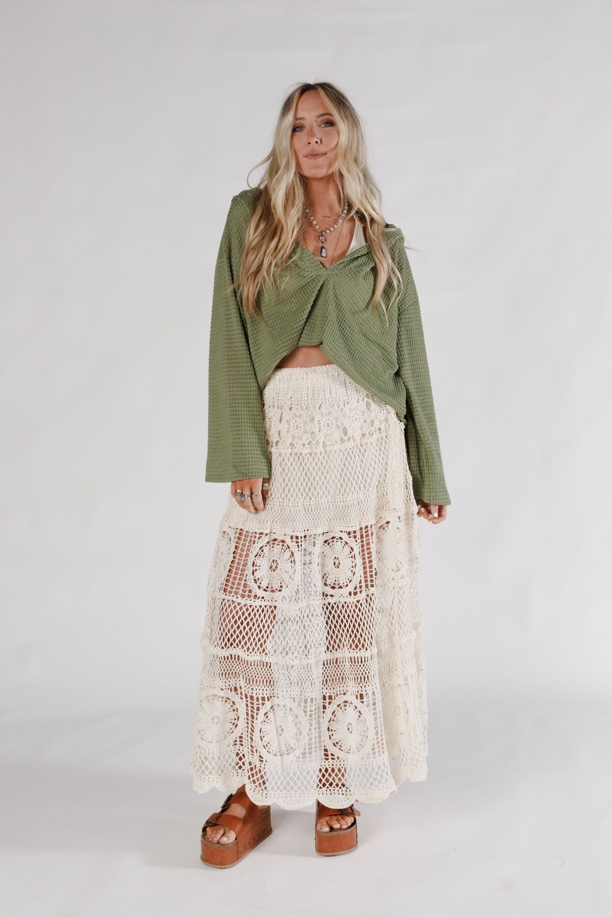 Boho Canyon Crochet Skirt - Natural