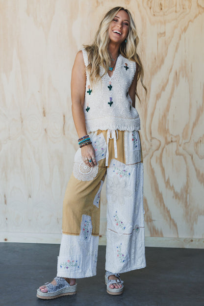 Drifting Blooms Crochet Top - White