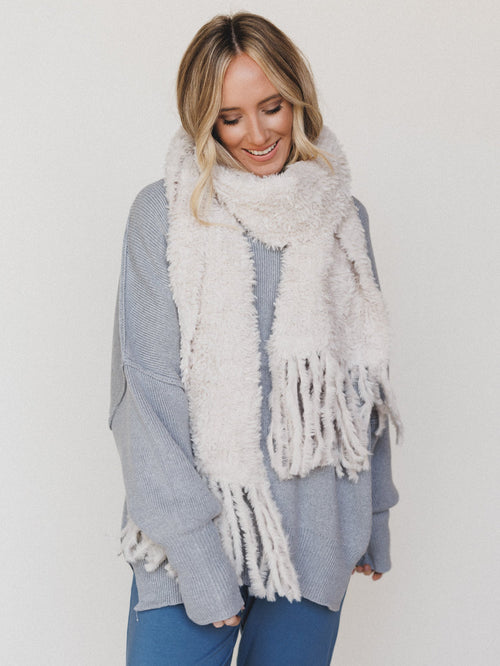 Cozy In The Cold Scarf - Ecru