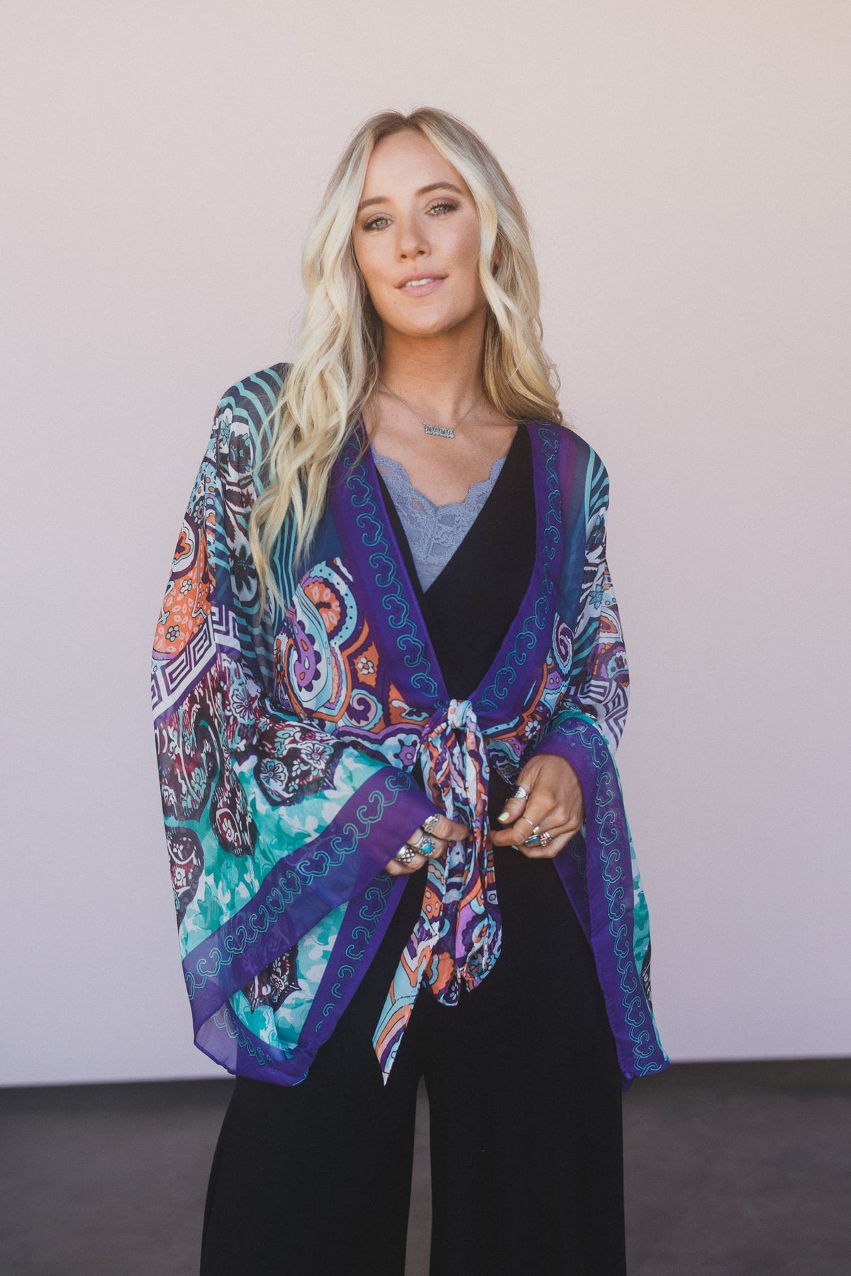 Blooming Mosaic Wrap - Blue Multi