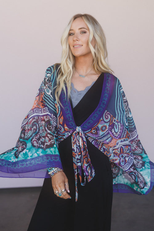 Blooming Mosaic Wrap - Blue Multi