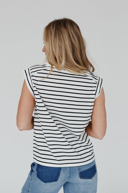 Fine Line Crew Neck Top - Ivory