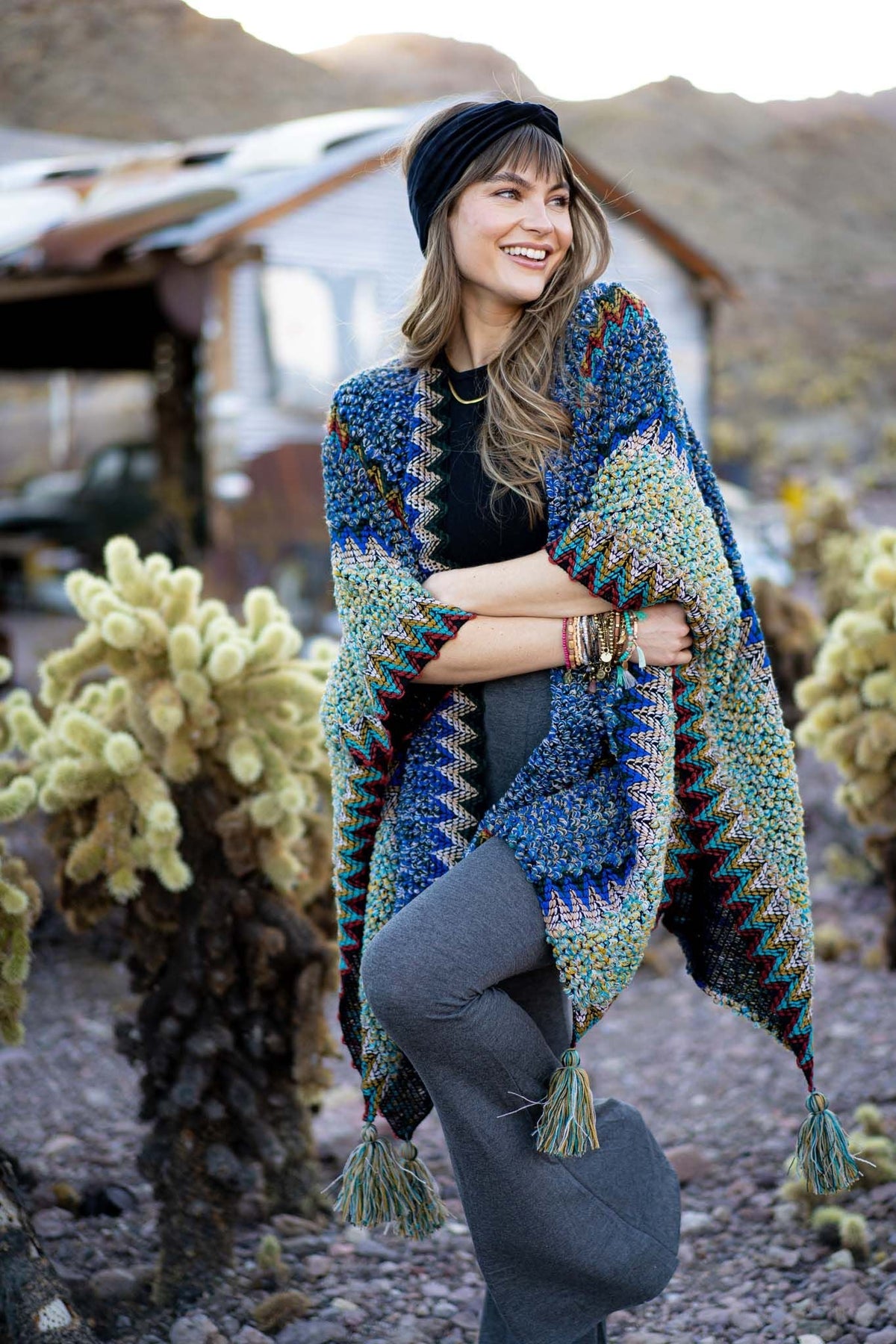 Desert Dreams Crochet Ruana - Cobalt - Pre Order