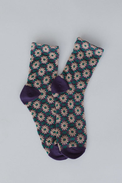Floral Sunshine Socks - Teal