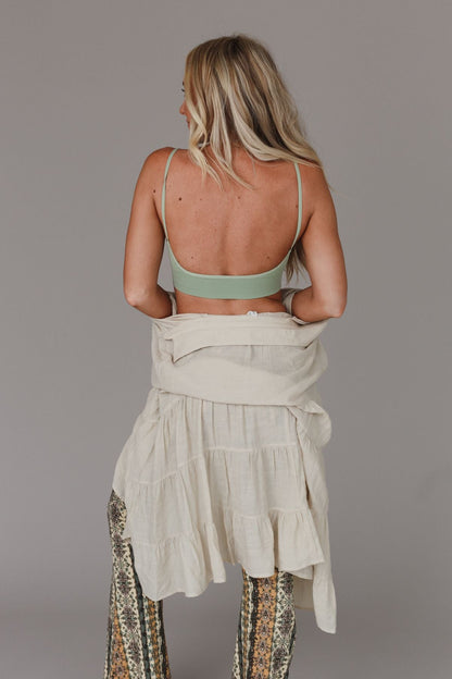 Dora Low Back Seamless Bralette - Sage