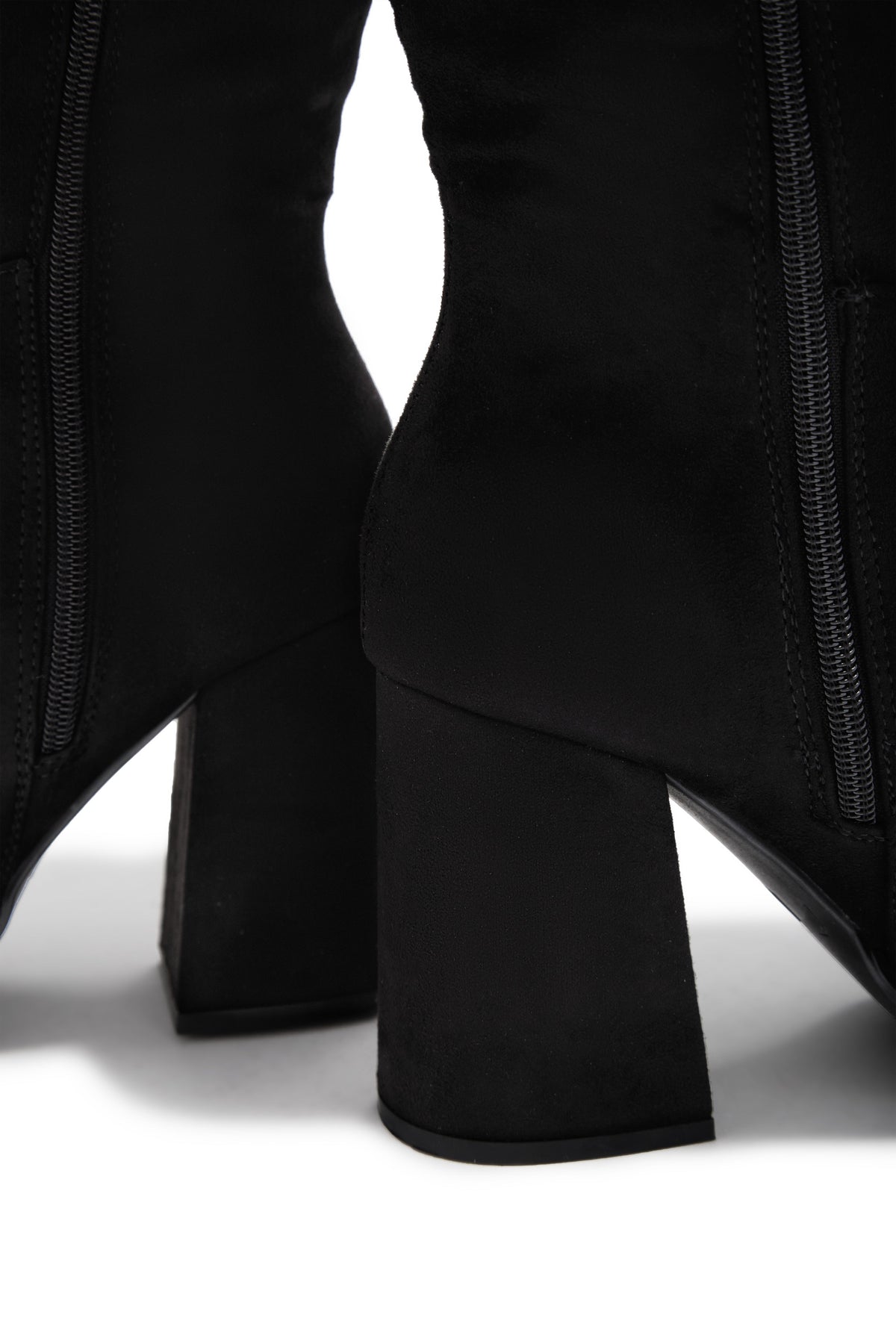 Hudson Platform Block Heel Boots - Black Suede