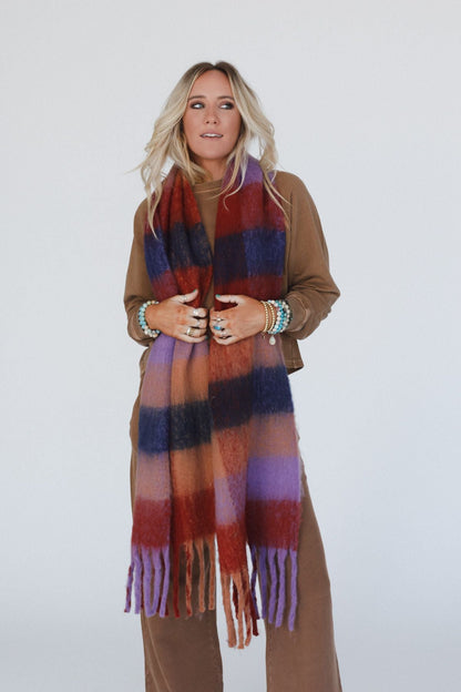 Everest Cozy Plaid Scarf - Red