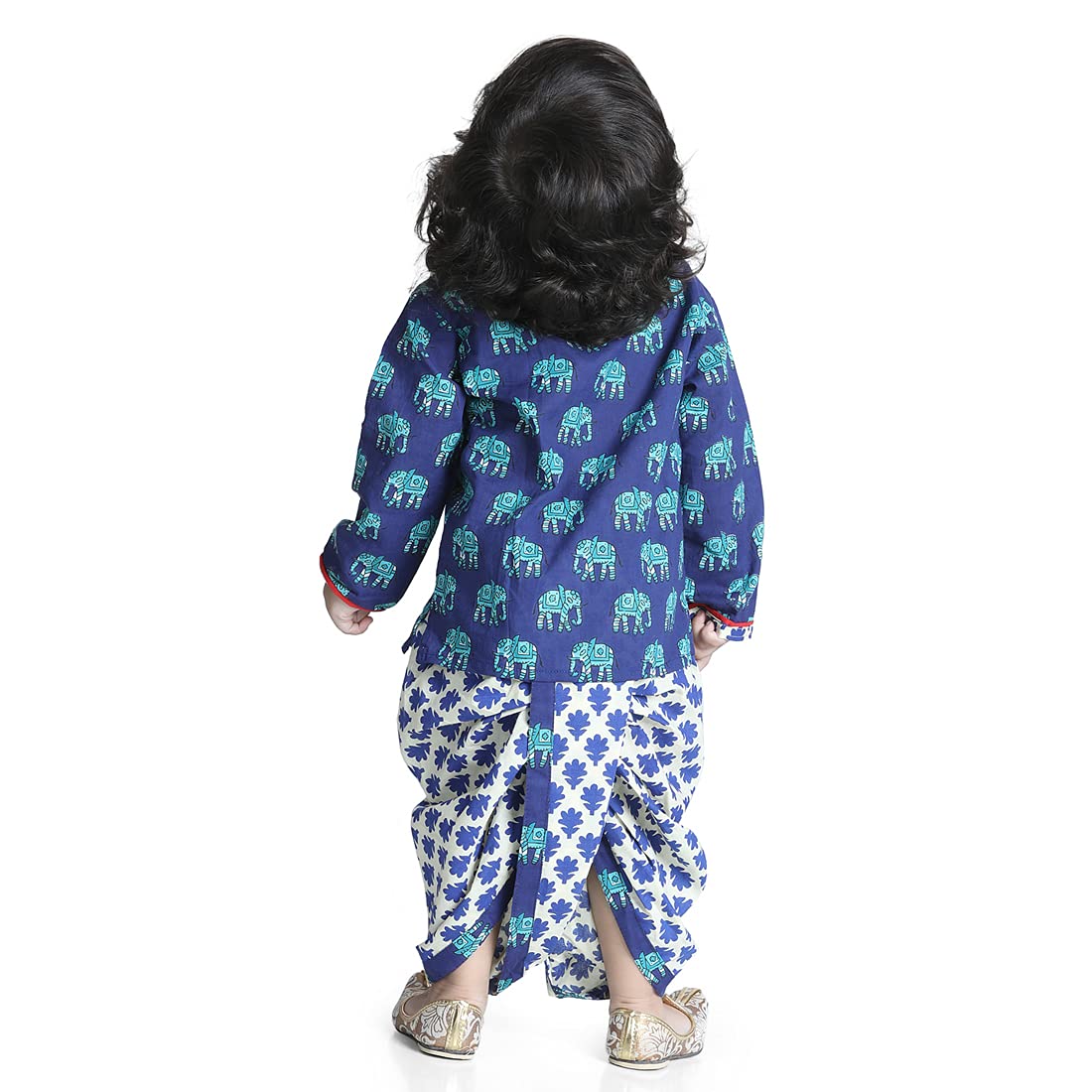 Boys Blue Empire Pure Cotton Kurta With Dhoti Pants