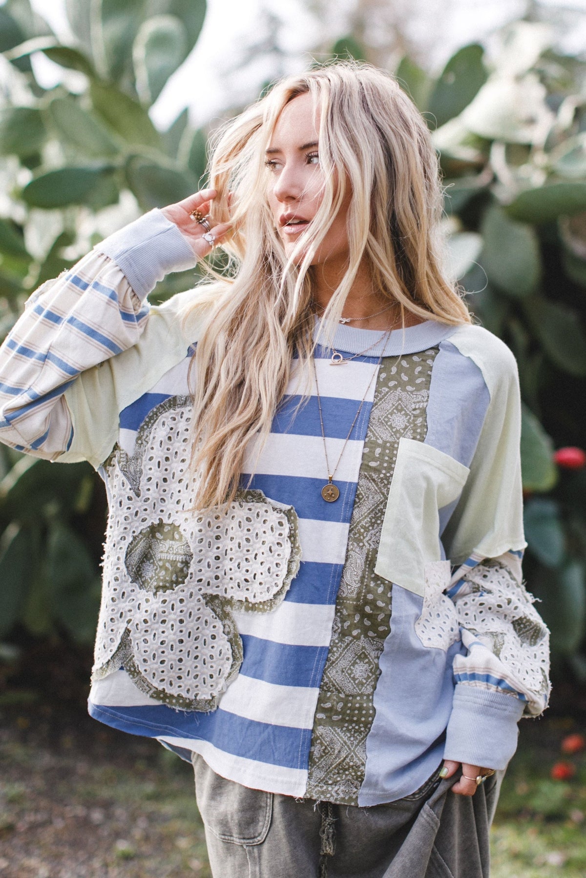 Daisy Darling Patchwork Top - Blue