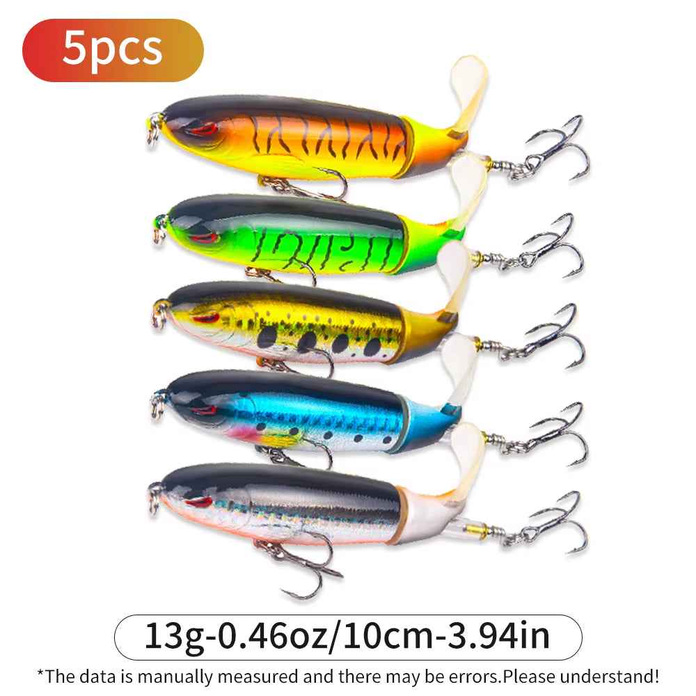 Topwater Pencil Fishing Lure with Rotating Propeller Tail – 5-Pack, 13g