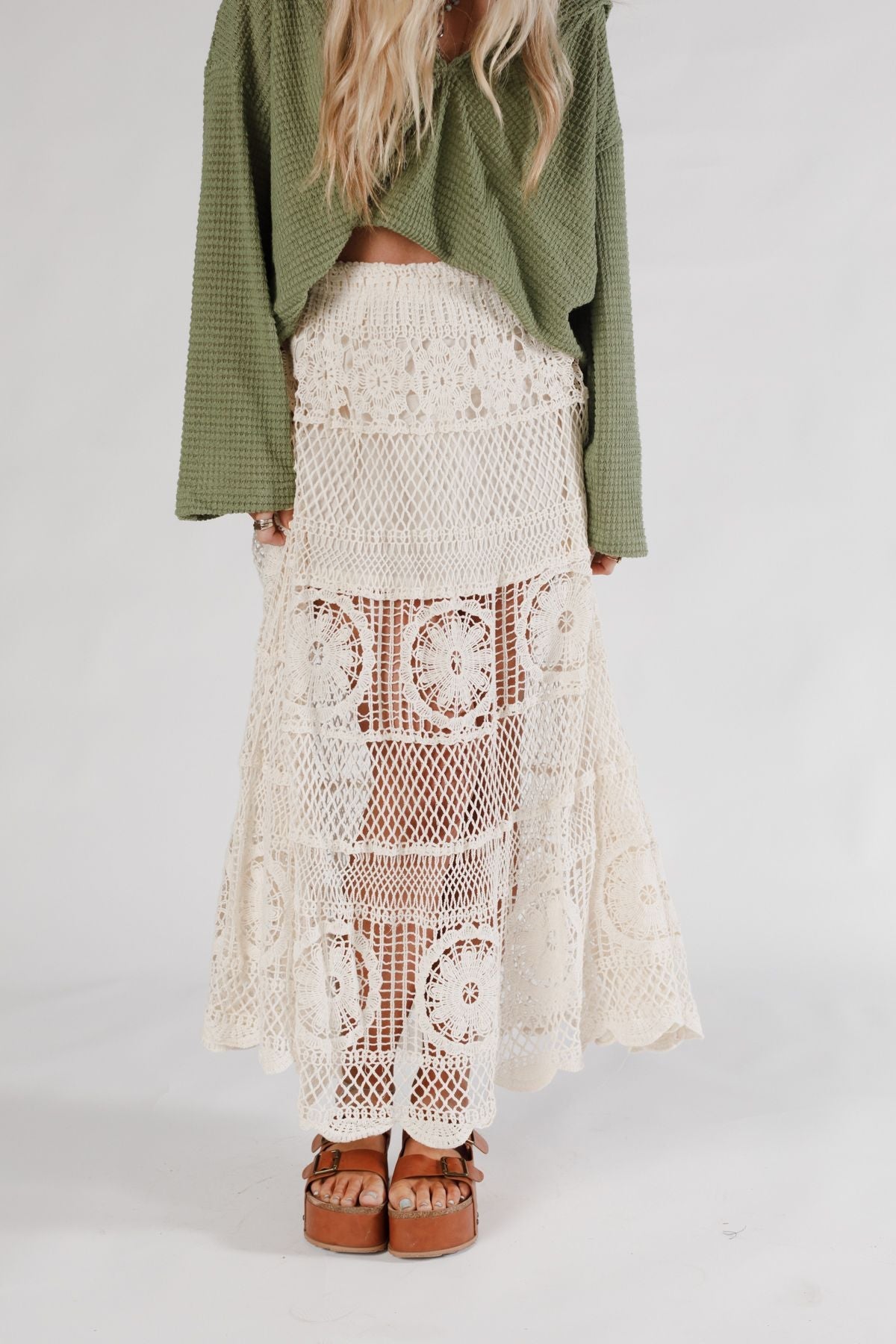 Boho Canyon Crochet Skirt - Natural