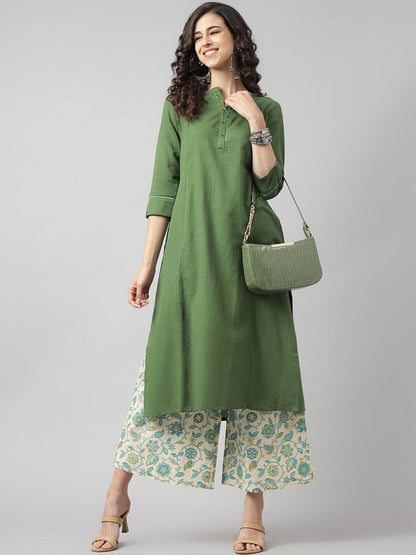 Band Collar A-Line Kurta with Palazzos