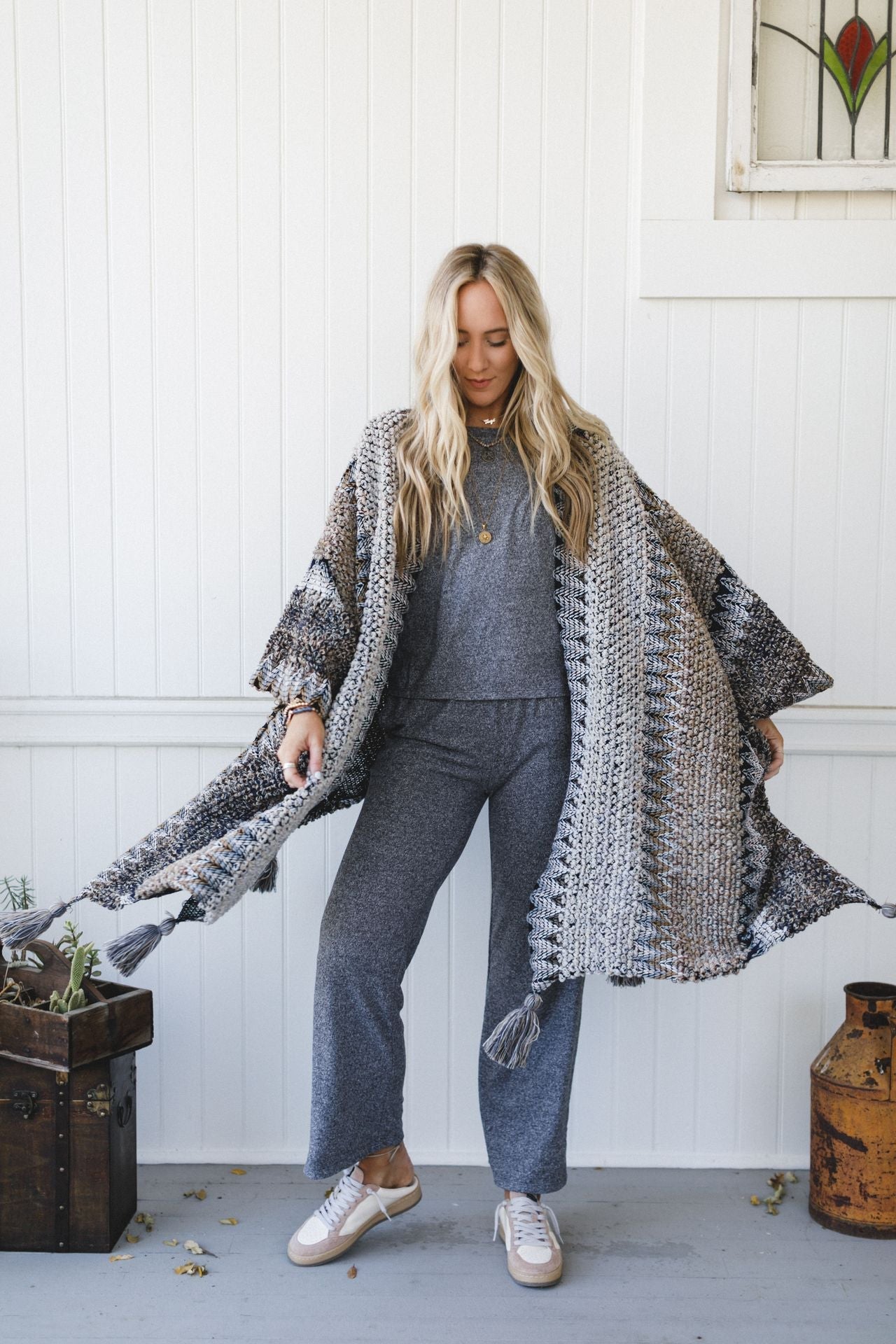 Desert Dreams Crochet Ruana - Khaki