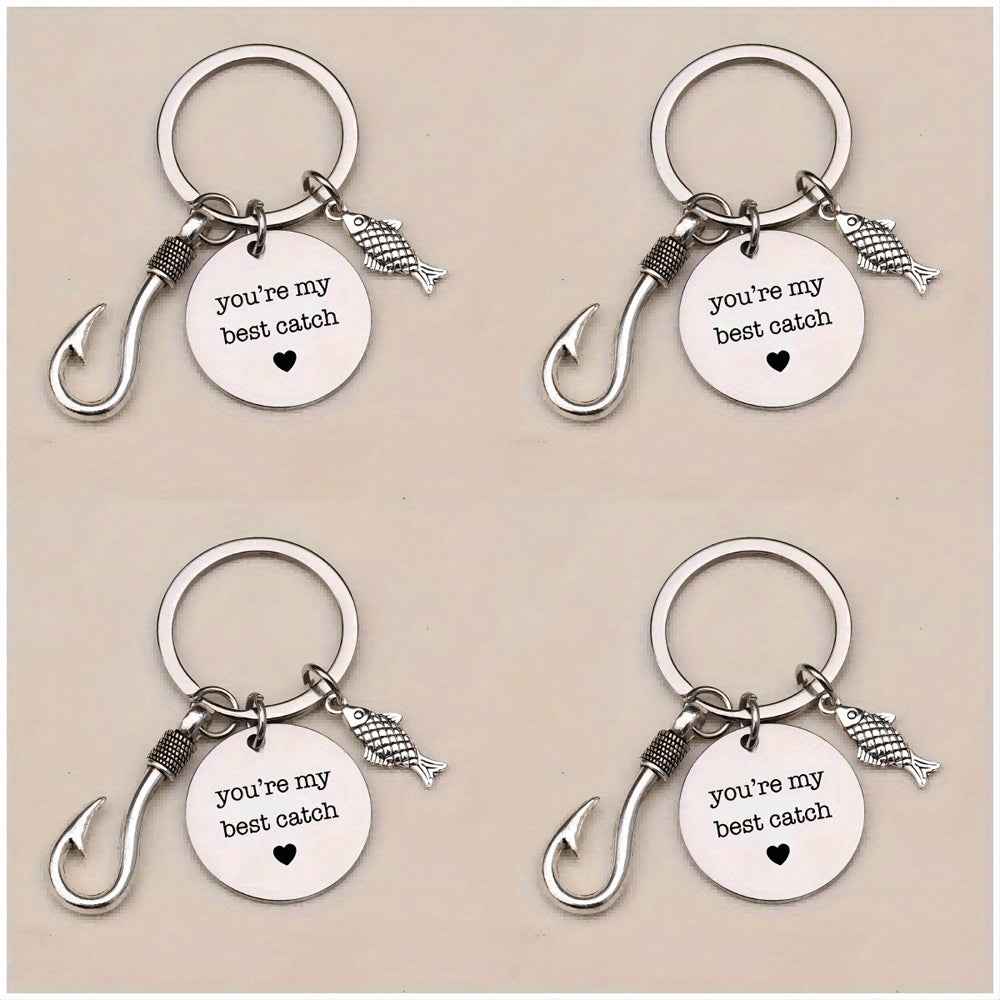 Fish Hook Carabiner Keychains — Set of 4