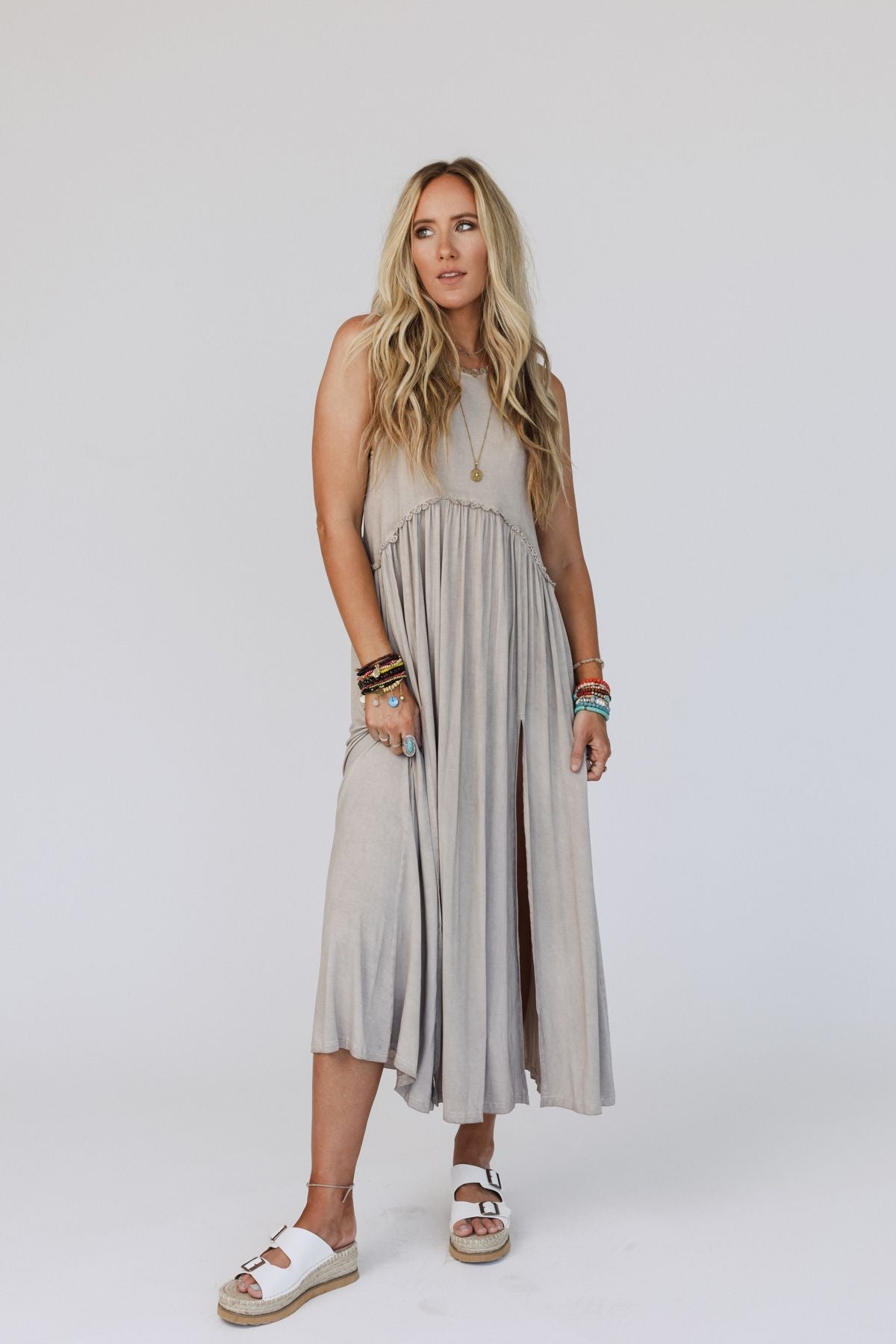 Daisy Chain Maxi Dress - Taupe