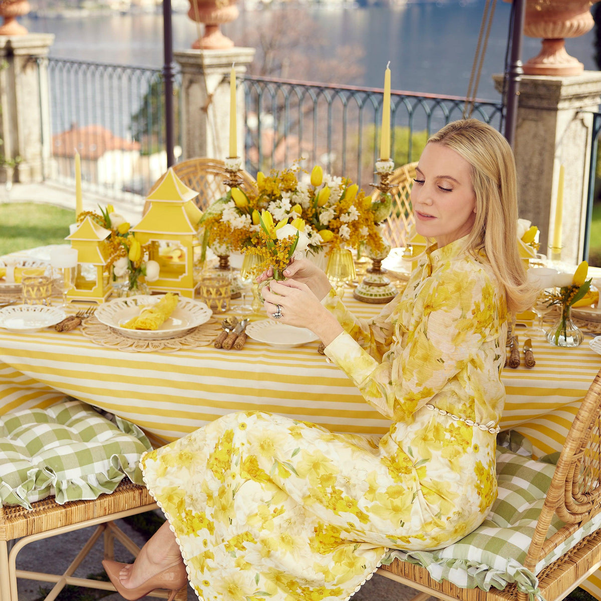 Green Gingham Ruffle Seat Pad Cushion