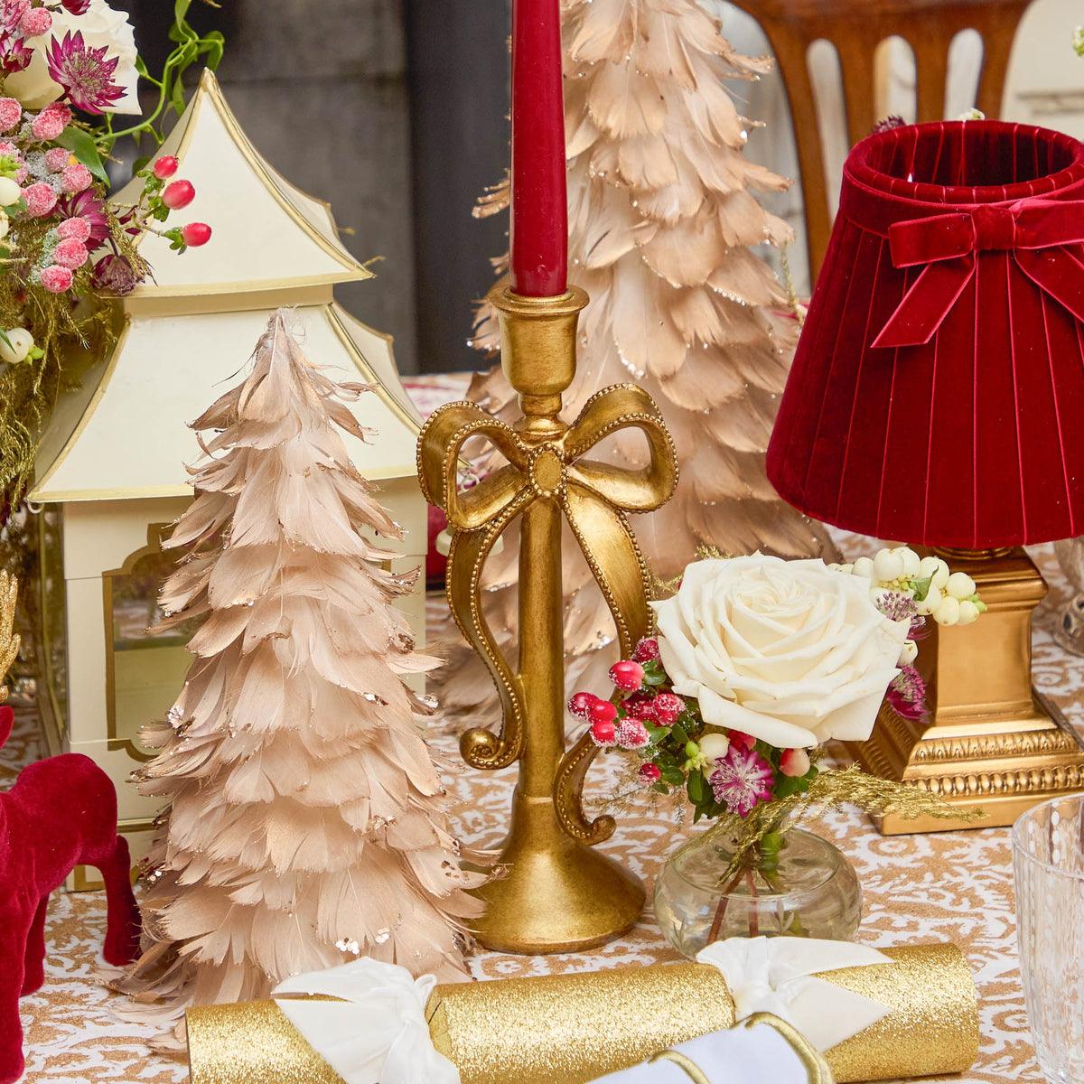 Whimsical Gold Bow Candle Holders (Pair)