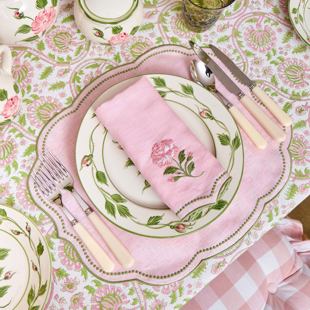Pink & Green Eloise Linen Placemats (Set of 4)