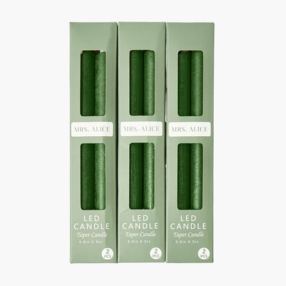 Forest Green LED Dinner Candles (Set of 6)