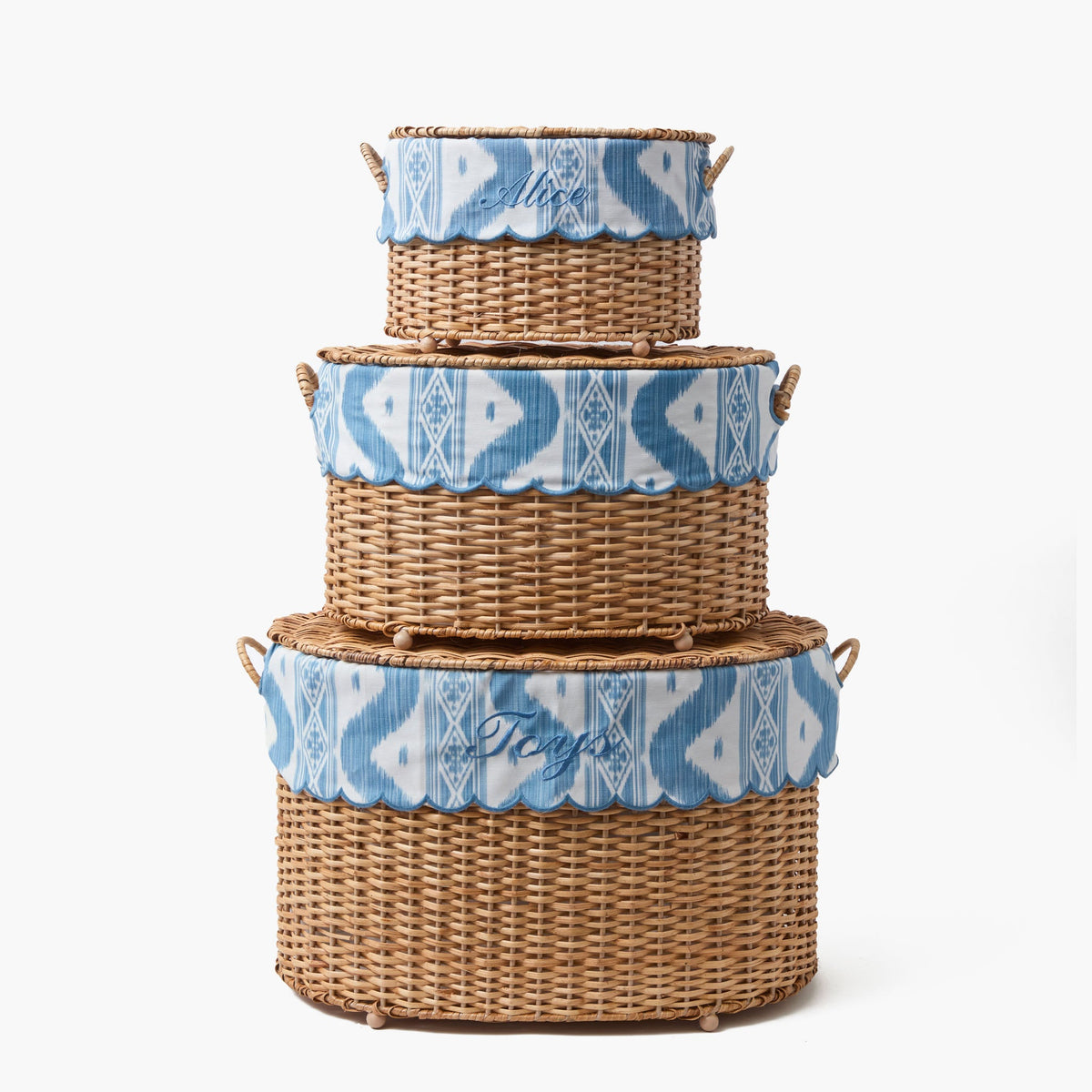 Isabella Rattan Basket with Ikat Liner (Small)