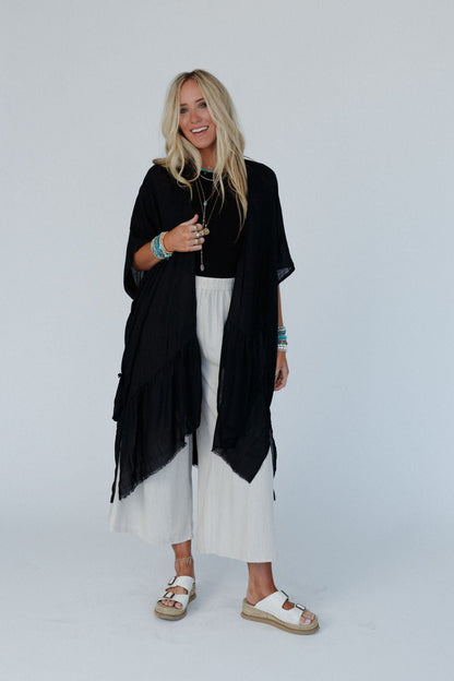 Gwen Ruffle Kimono - Black