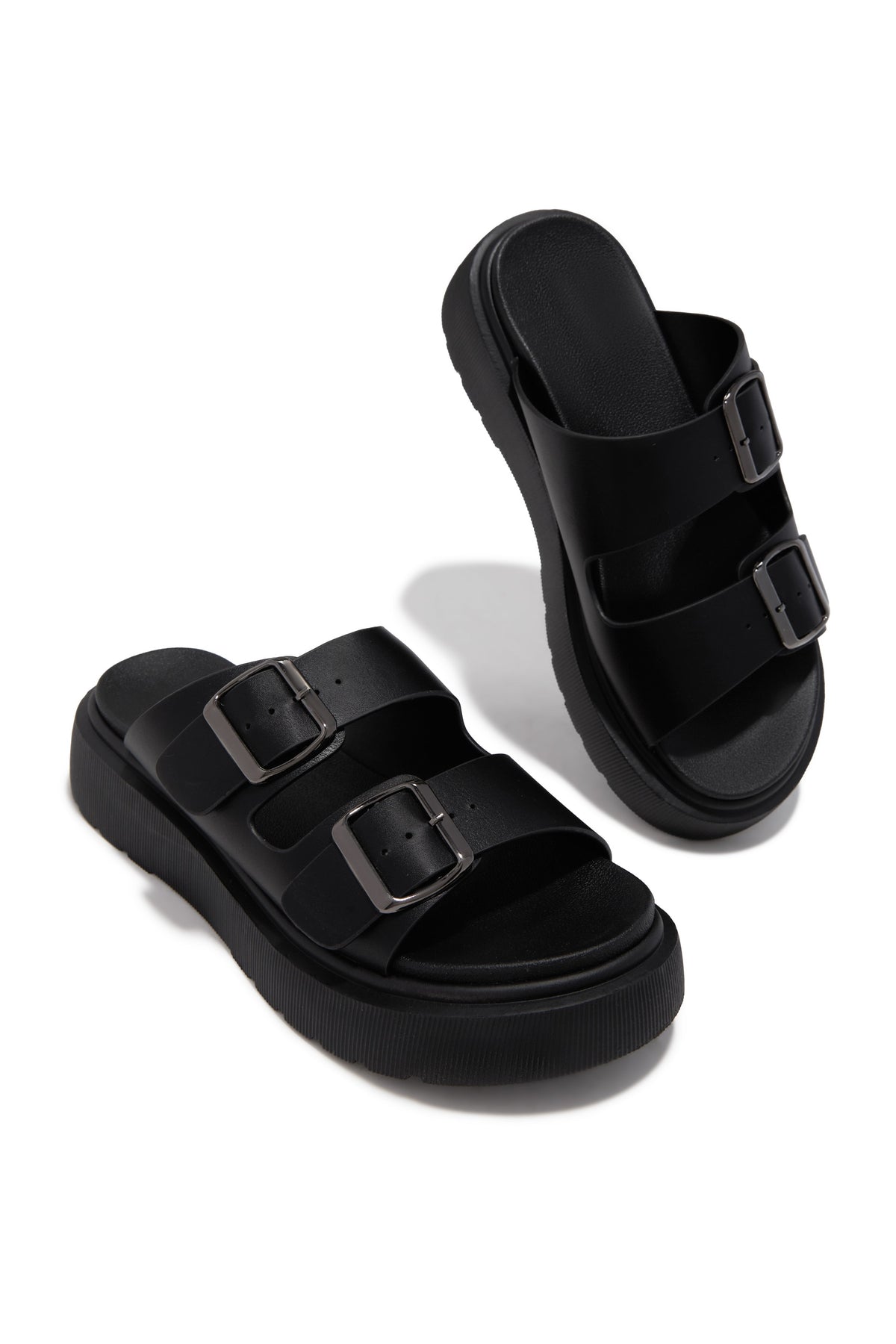 Casual Luxury Platform Slip On Sandals - Black