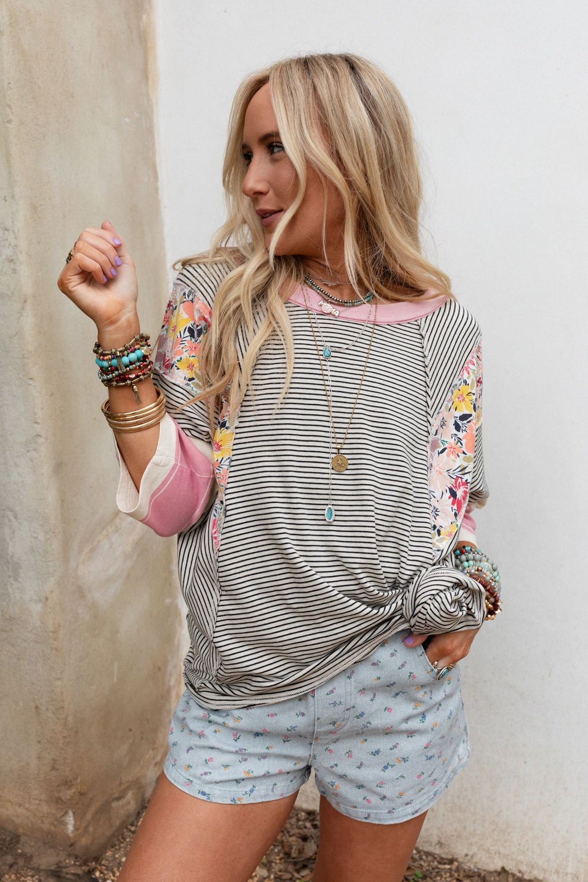 Britt Patchwork Top - Oat