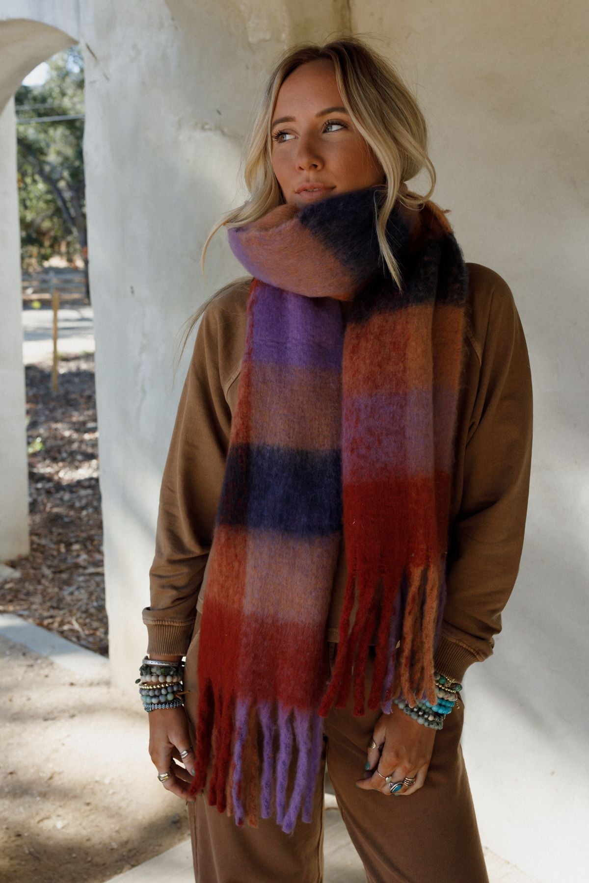 Everest Cozy Plaid Scarf - Red