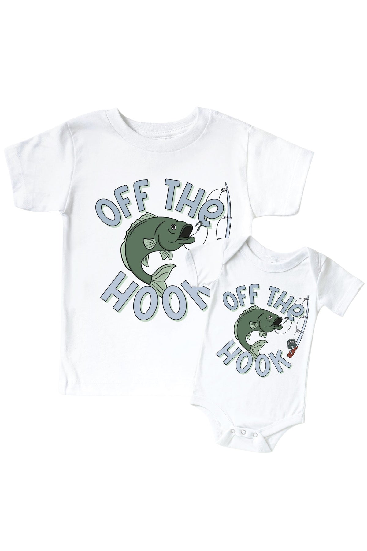 Off the Hook Graphic Bodysuit & Kids Tee | White