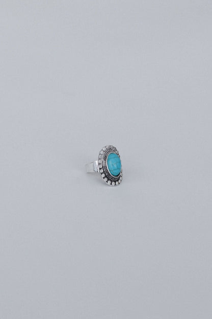 Hidden Beach Adjustable Turquoise Ring - Silver