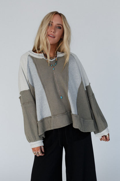 Ashley Color Block Top - Gray - Pre Order