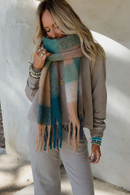 Everest Cozy Plaid Scarf - Green