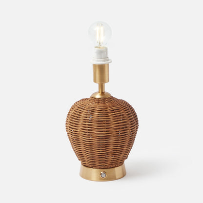 Rattan Ursula Rechargeable Lamp with Chocolate Lotus Shade (18cm)