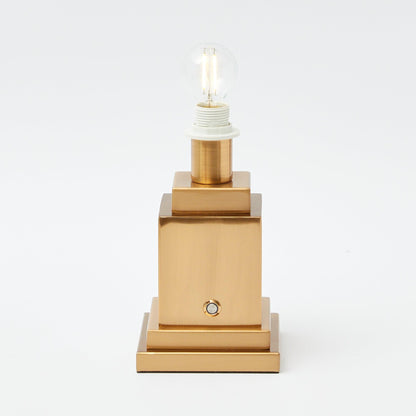 Square Rechargeable Lamp with Chocolate Ikat Shade (18cm)