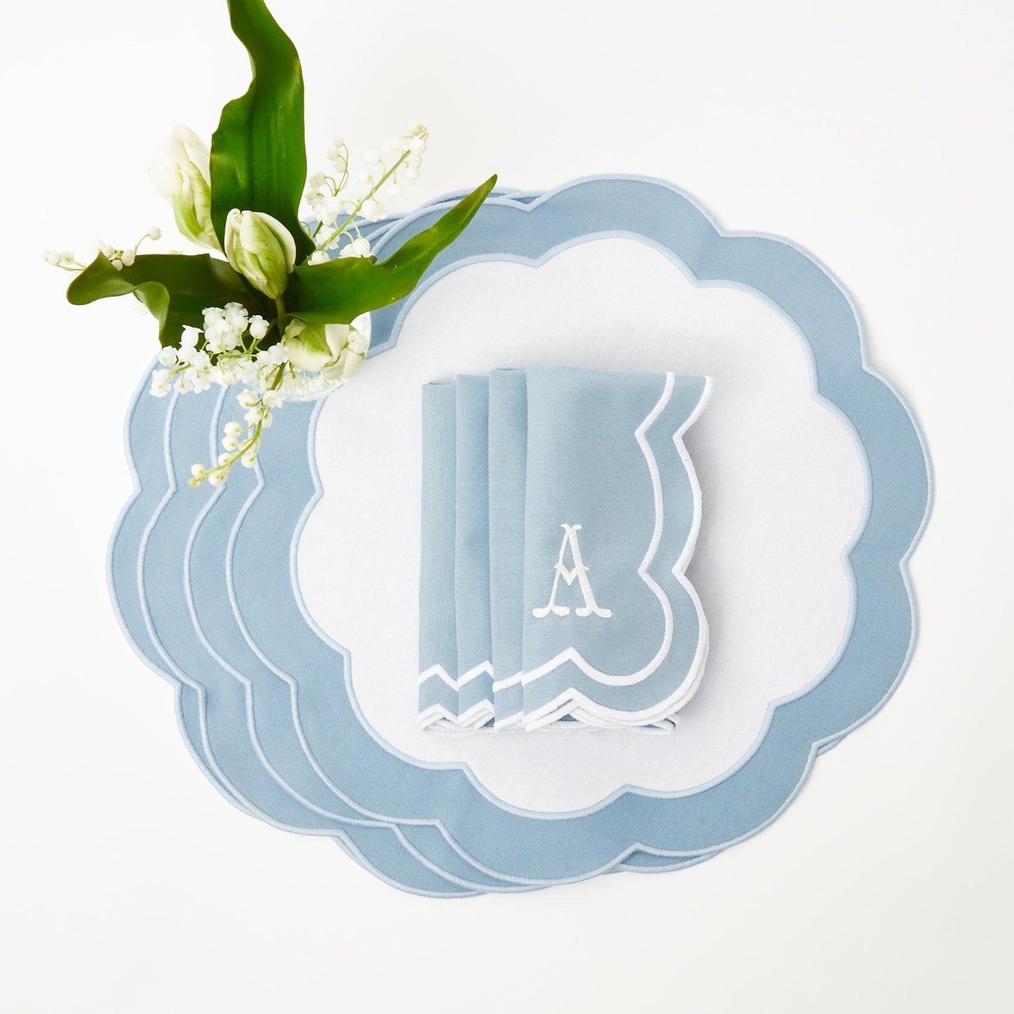 Blue Serena Appliqué Napkins (Set of 4)