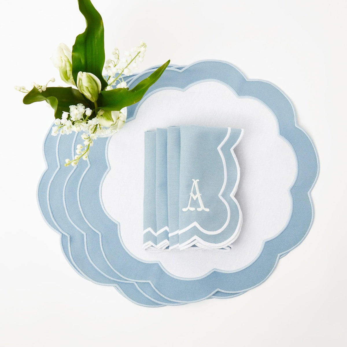 Blue Serena Appliqué Placemats (Set of 4)