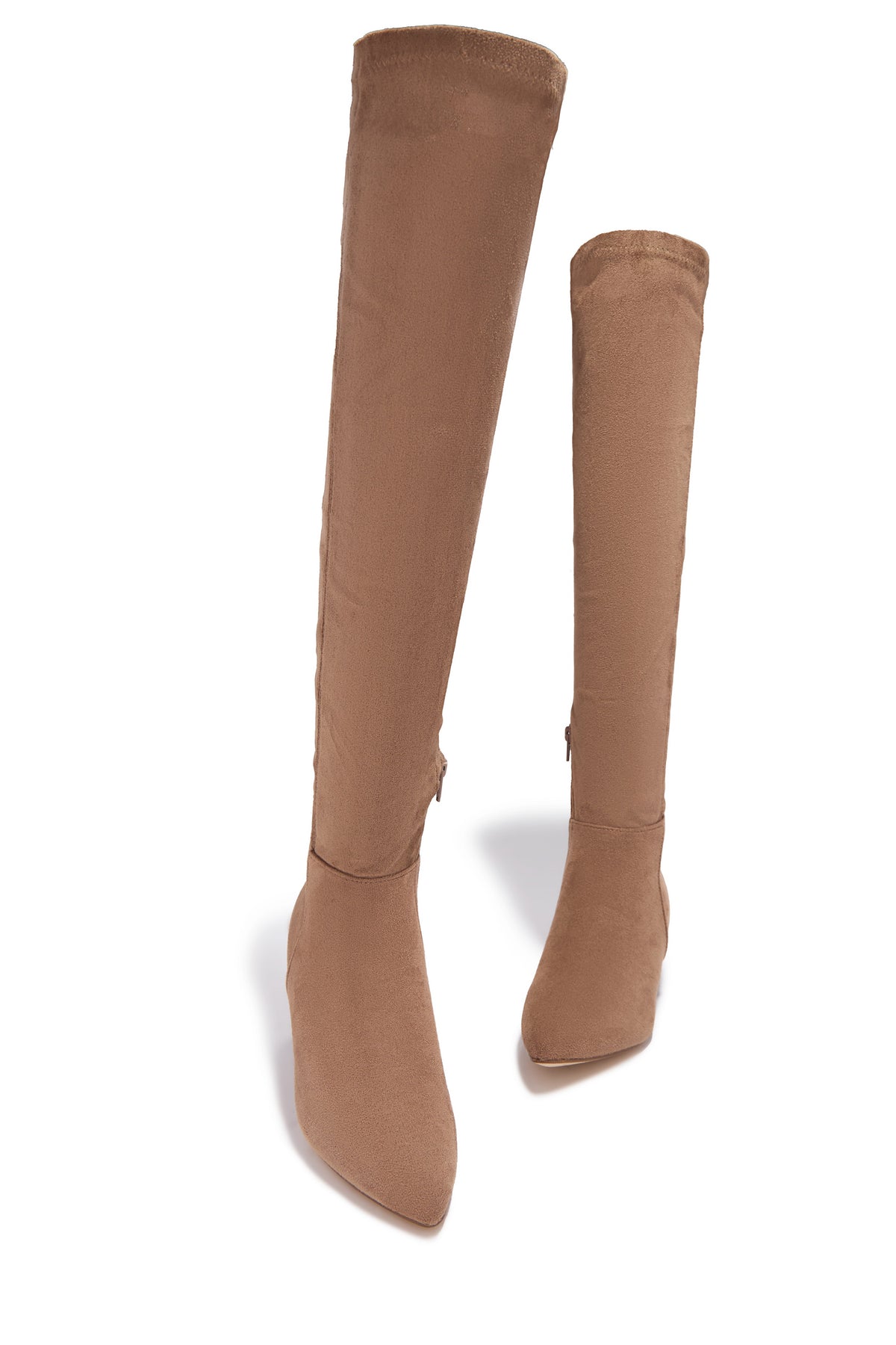 New Moon Over The Knee Block Heel Boots - Taupe