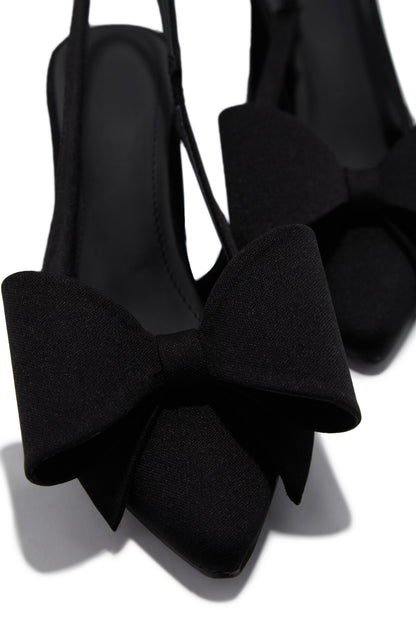 Tiffany Slingback Bow Pumps - Black