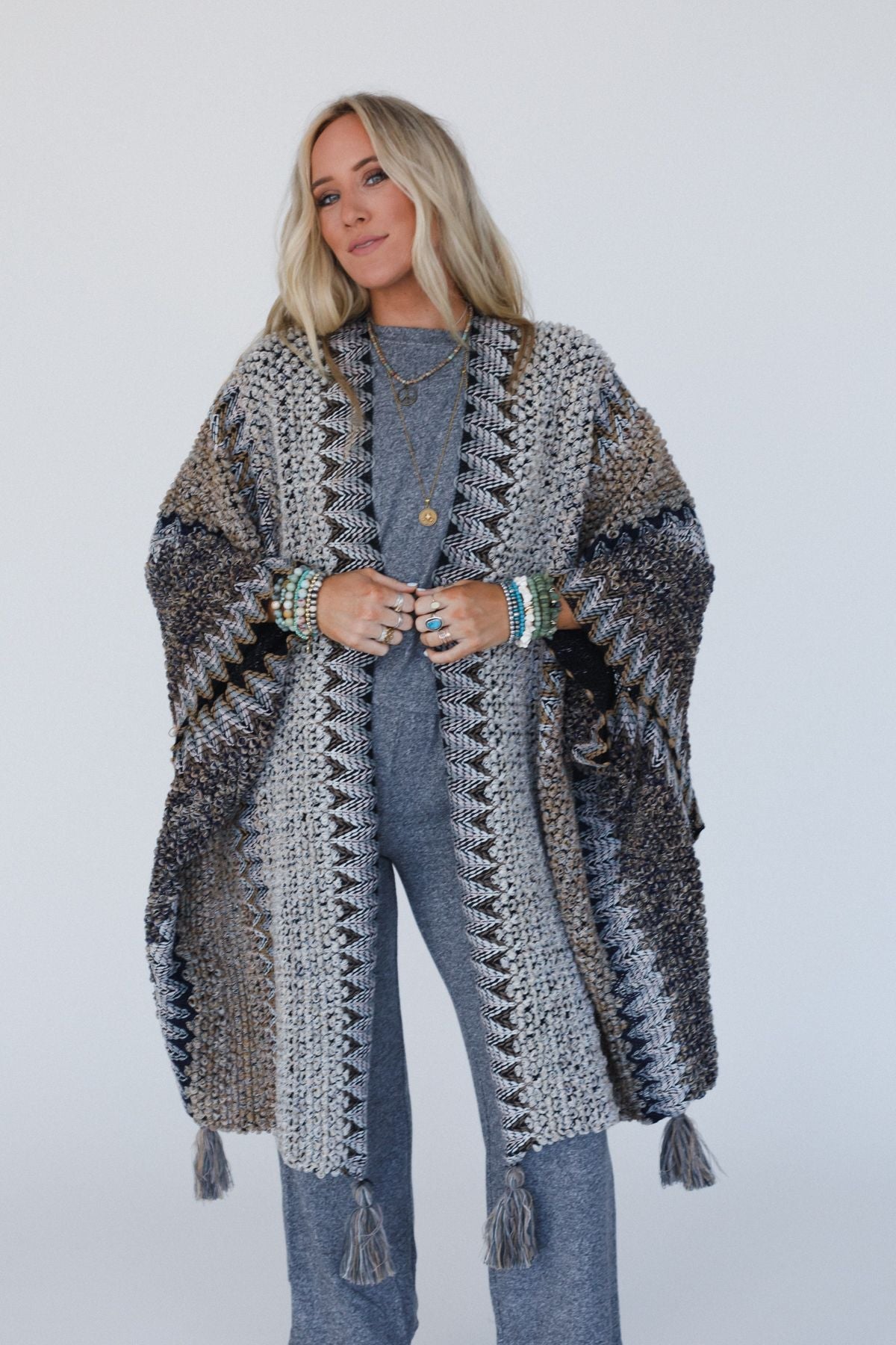 Desert Dreams Crochet Ruana - Khaki