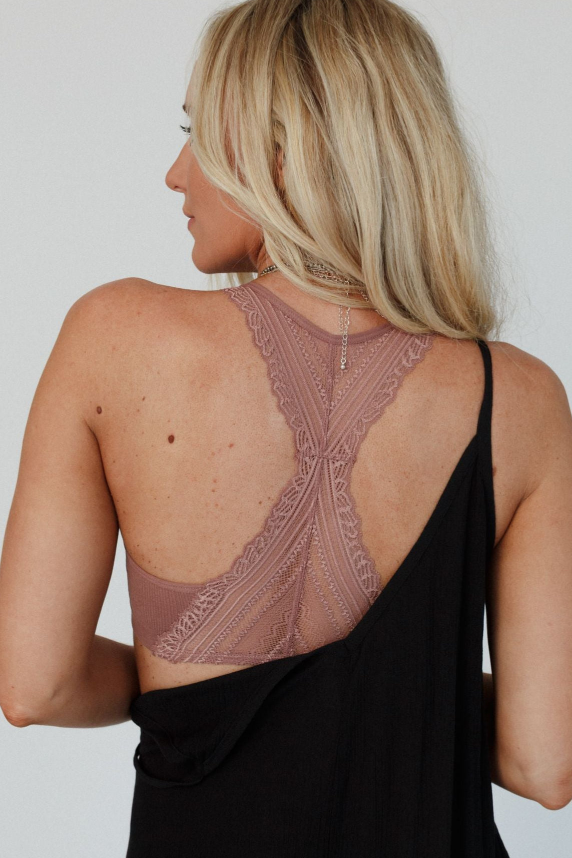 Evermore Seamless Lace Racerback Bralette - Mauve